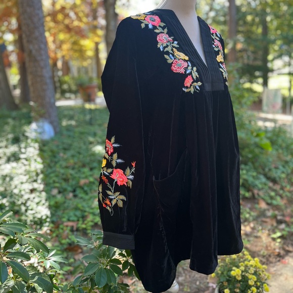 Free People Velour Appliqué Dress, Black, Large, EUC - Picture 6 of 8